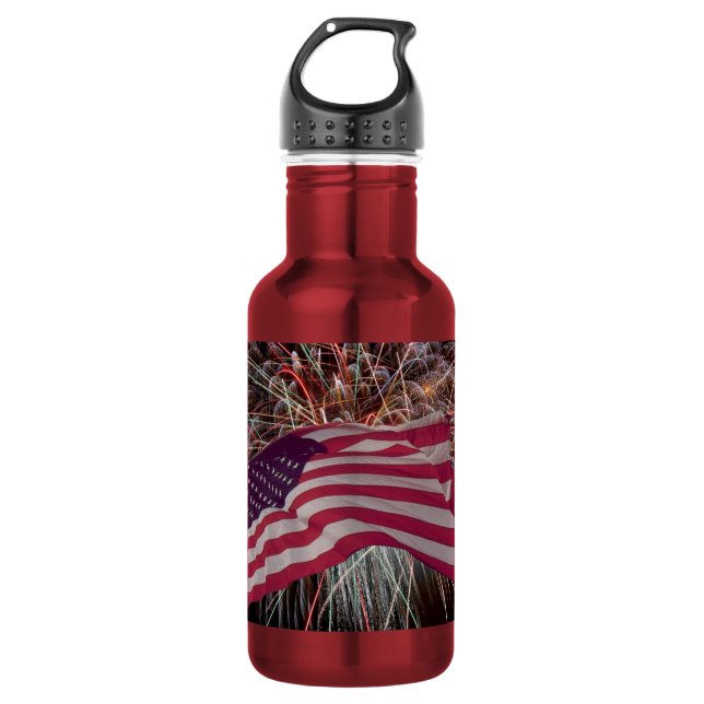 Garrafa Bandeira Americana e Fogos de Artifício (Frente)
