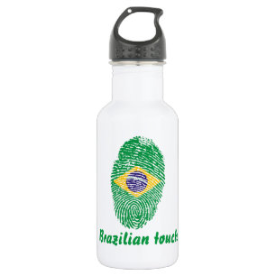 Garrafa Bandeira brasileira da impressão digital do toque