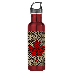Garrafa Bandeira canadense na Impressão da mancha-leopardo