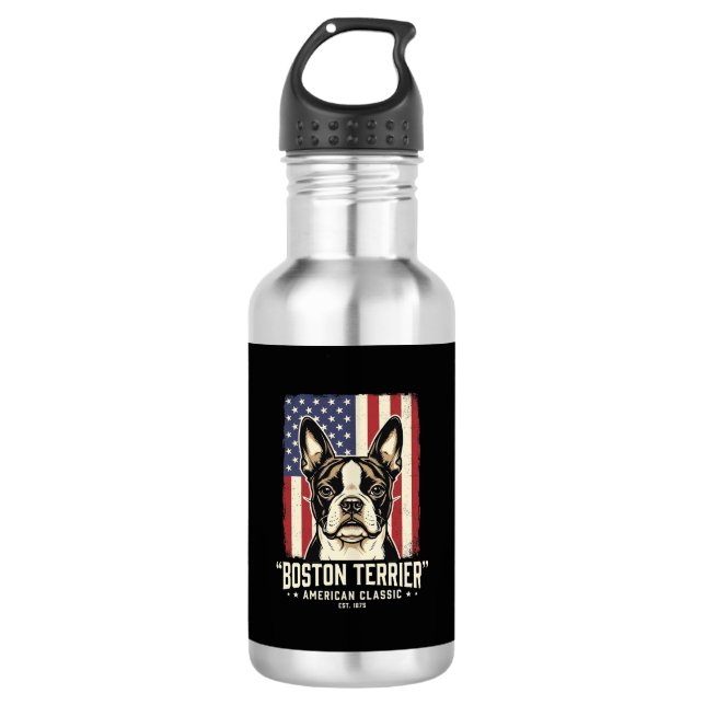 Garrafa Bandeira Clássica Americana Boston Terrier (Frente)