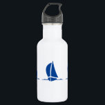 Garrafa Barcos à vela<br><div class="desc">Esta garrafa de água é mostrada em branco com um impressão de veleiro de cor azul. Personalize este item ou comprar como está.</div>