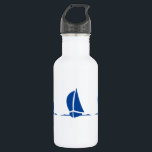 Garrafa Barcos à vela<br><div class="desc">Esta garrafa de água é mostrada em branco com um impressão de veleiro de cor azul. Personalize este item ou comprar como está.</div>