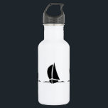 Garrafa Barcos de Água<br><div class="desc">Esta garrafa de água é mostrada em branco com uma impressão de veleiro a preto. Personalize este item ou comprar como está.</div>