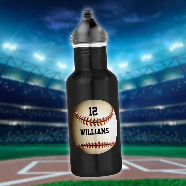 Garrafa Baseball com Nome Personalizado Número (Personalized Name Number Baseball Stainless Steel Water Bottle)