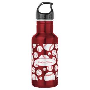 Garrafa Beball Team Red Water Bottle com nome