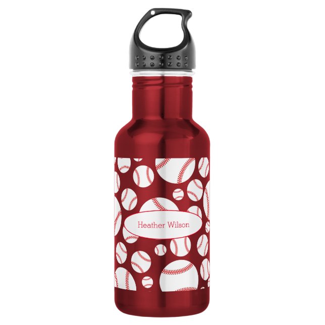 Garrafa Beball Team Red Water Bottle com nome (Frente)
