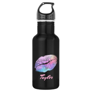 Garrafa Beijo de Lábios Roxo e Neon Azul