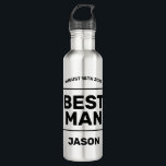 Garrafa Best Man personalized groomsman gift<br><div class="desc">Best Man personalized groomsman gift stainless steel water bottle. Modern bold typography template design. Add your own custom date and name. Personalized gift for guys. Make your own unique present for best friend,  brother,  cousin,  family member etc. Printed design. Fun gift ideas for proposal or request.</div>