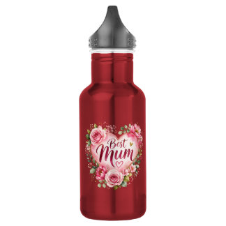 Garrafa Best Mum Aquarell Blumenherz Design