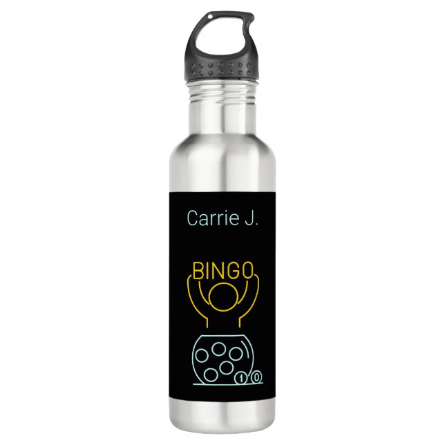 Garrafa Bingo Night Neon Line Art Personalizado (Frente)