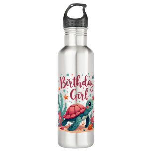Garrafa Birthday Girl Sea Turtle Tema Ocea Festa de aniver