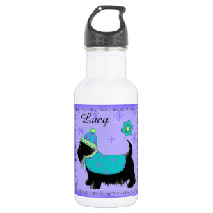 Garrafa Black Scottie Terrier Name Personalizado Teal Gree