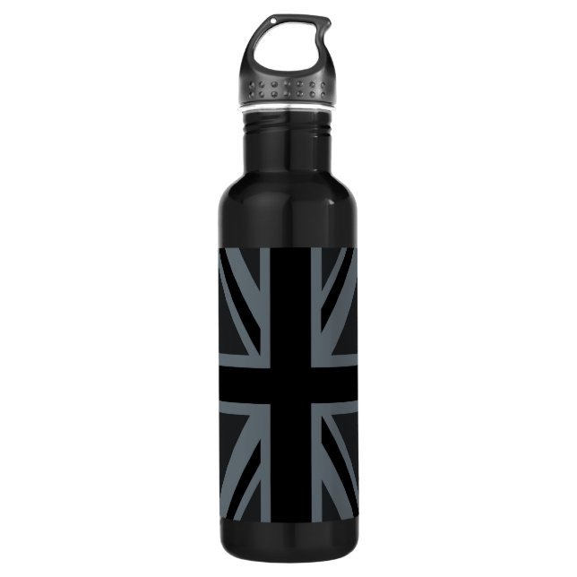 Garrafa Black Union Jack British Flag Design Personalize-o (Frente)