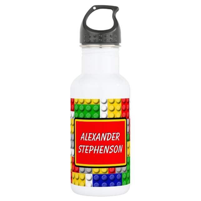 Garrafa Blocos de Edifício Escola de Menino Personalizado (Frente)