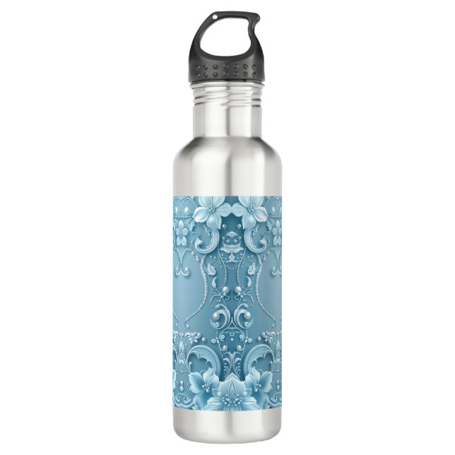 Garrafa Blue Decorative Floral Water Bottle (Frente)
