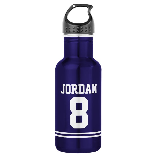 Garrafa Blue Football Jersey com nome e número personaliza (Frente)
