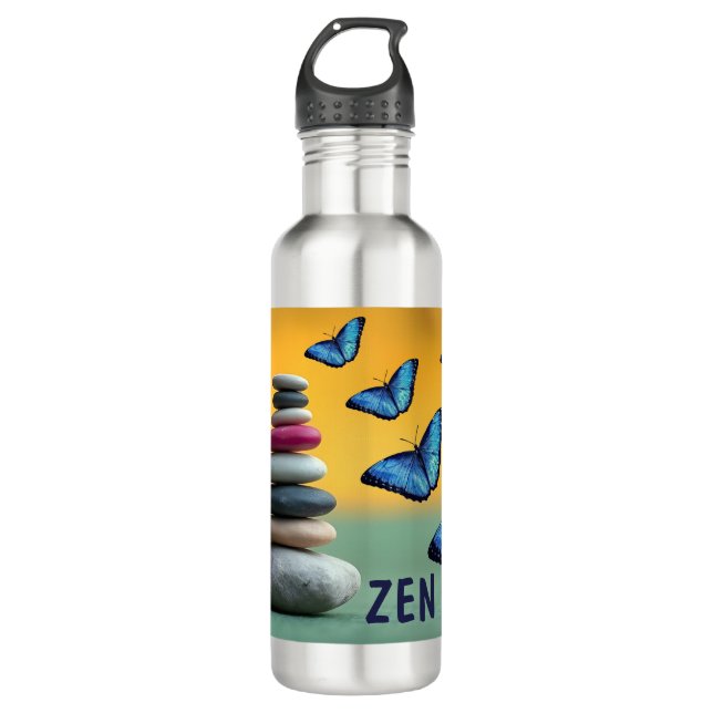 Garrafa Blue Morpho Butterfly Monograma Name Letter (Frente)