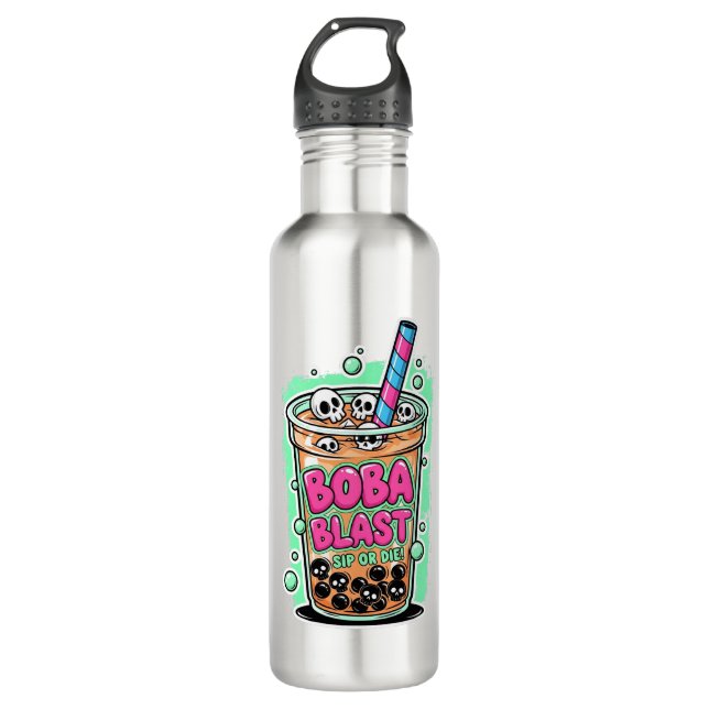 Garrafa Boba Blast – Sip or Die! Water Bottle (Frente)