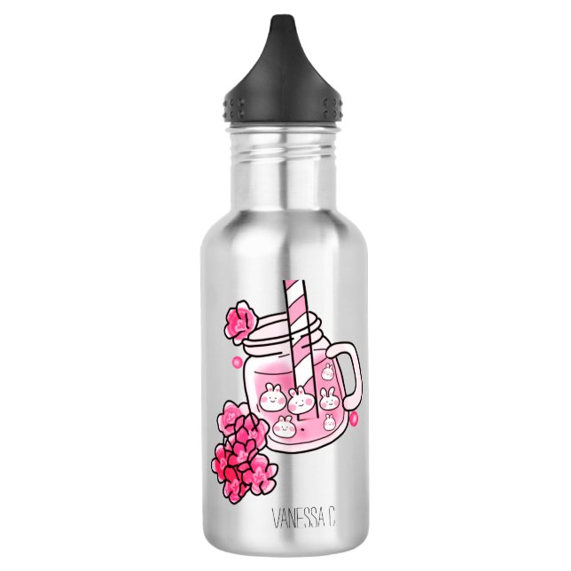 Garrafa Boba Bunny Kawaii e Cute Tea Pink (Esquerda)