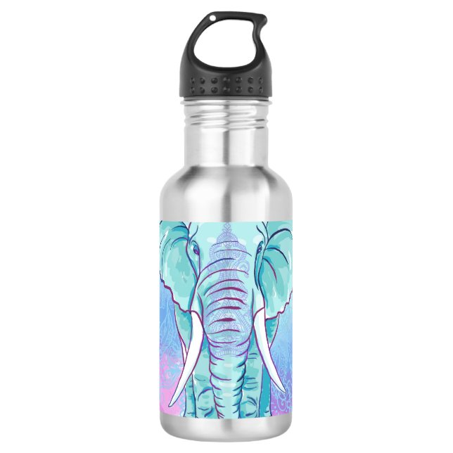 Garrafa Bohemian do elefante da mandala (Frente)