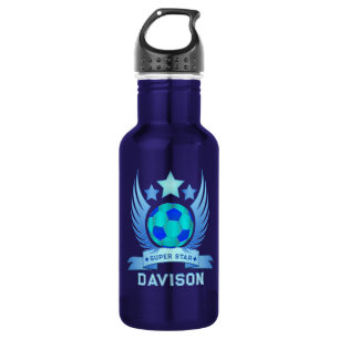 Garrafa Bola de Futebol Azul Neon Presentes Esportivos L