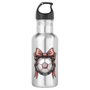 Garrafa Bola de Futebol Vintage com Laço Rosa