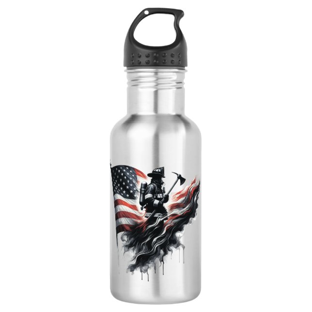 Garrafa Bombeiro americano. Bandeira dos Estados Unidos. (Frente)