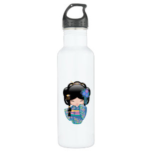 Garrafa Boneca de Keiko Kokeshi - menina de gueixa azul do
