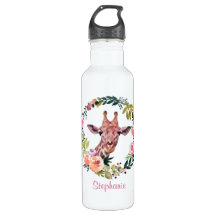 Bonito Girafa Floral Watercolor Personalizada