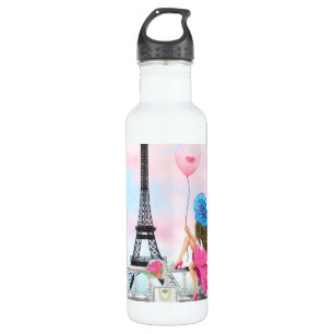 Garrafa Bonito senhora com balão de cor rosa - Eu amo Par