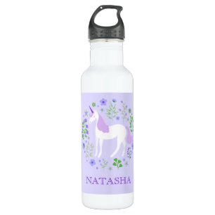 Garrafa Bonito Unicorn Floral Purple Personalizado