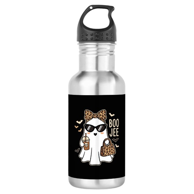 Garrafa Boo Jee Fantasma Fofo Design de Leopardo de Hallow (Frente)
