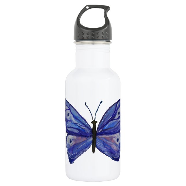 Garrafa Borboleta Azul Aquarela Cartucho Água Personalizad (Frente)