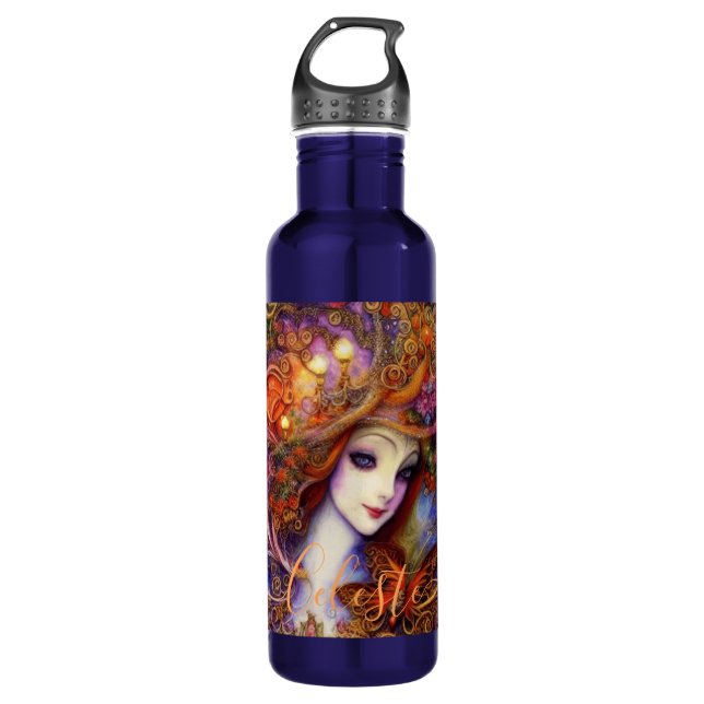 Garrafa Borboleta E Deusa De Jardim Em Blues Aquálticos C (Frente)