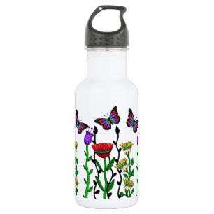 Garrafa Borboleta e Flores de Arte Bonito