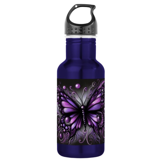 Garrafa Borboleta Gótica Whimsical Purple Black Colortion (Frente)