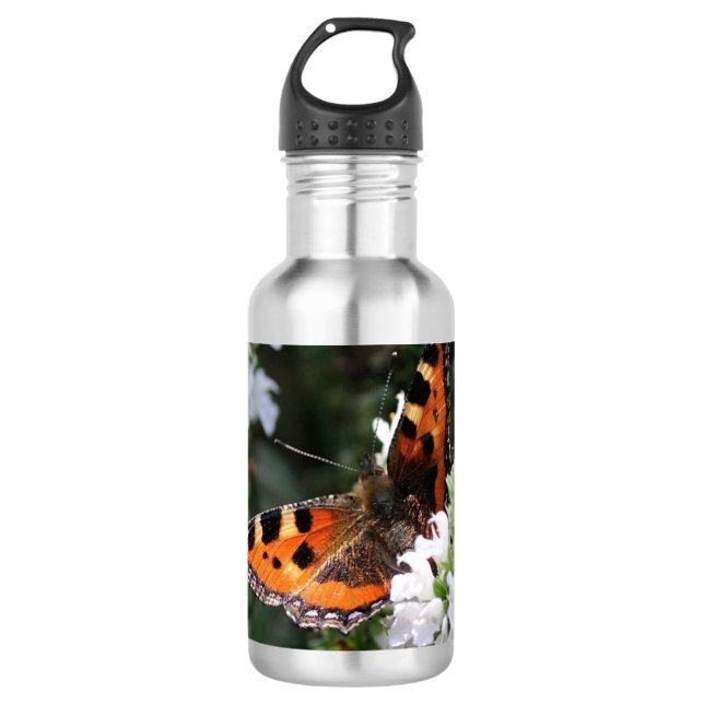 Garrafa Borboleta Laranja e Brilhantes Brancos (Frente)