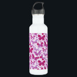 Garrafa Borboletas Aquarela Magenta Rosa<br><div class="desc">Pintura de borboletas cor-de-água magenta e branca.</div>