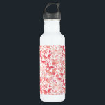 Garrafa Borboletas Cores Aquáticas Cor de Rosa<br><div class="desc">Pintura de borboletas cor de coral rosa e branca.</div>