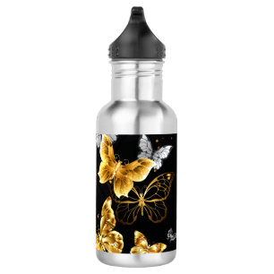 Garrafa Borboletas Douradas e brancas