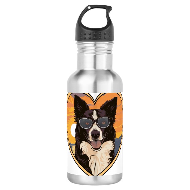 Garrafa Border Collie com Óculos de Sol (Frente)