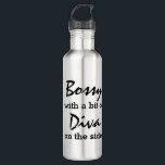 Garrafa Bossy Com Um Pouco De Diva<br><div class="desc">Apresentando a Garrafa d'água "Bossy With A Bit Of Diva" - o presente perfeito para a mulher que orgulhosamente abraça o seu lado diva! Celebre sua confiança e estilo com essa única garrafa de água, ideal para ficar hidratada durante os exercícios ou em qualquer lugar. A sua design conveniente facilita...</div>