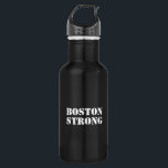 Garrafa "Boston Strong" - preto branco<br><div class="desc">Garrafa branca de aço inoxidável preto "Boston Strong"</div>