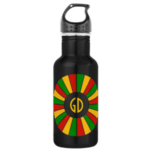Garrafa BOTÃO DO ESTANDARTE RASTAFARI RAIOS + seu signo ou