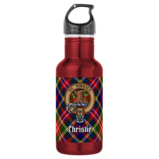 Garrafa Brasão do Clã Christie sobre Tartan (Frente)