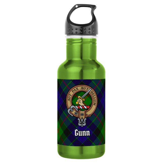 Garrafa Brasão do Clã Gunn sobre Tartan (Frente)