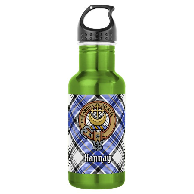 Garrafa Brasão do Clã Hannay sobre Tartan (Frente)