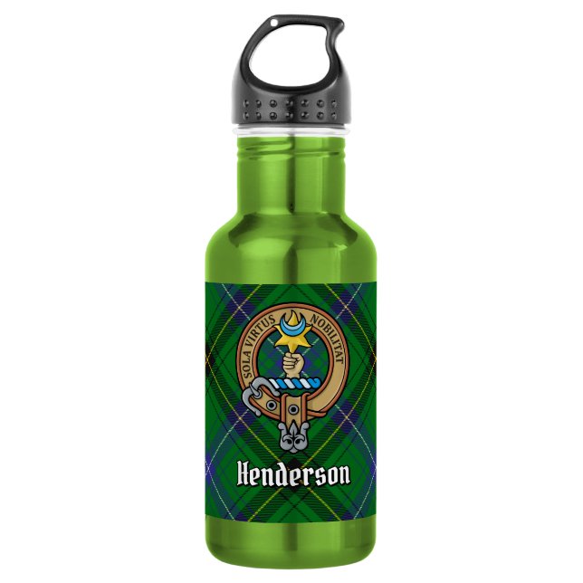 Garrafa Brasão do Clã Henderson sobre Tartan (Frente)