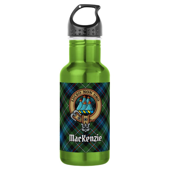 Garrafa Brasão do Clã MacKenzie sobre Tartan (Frente)
