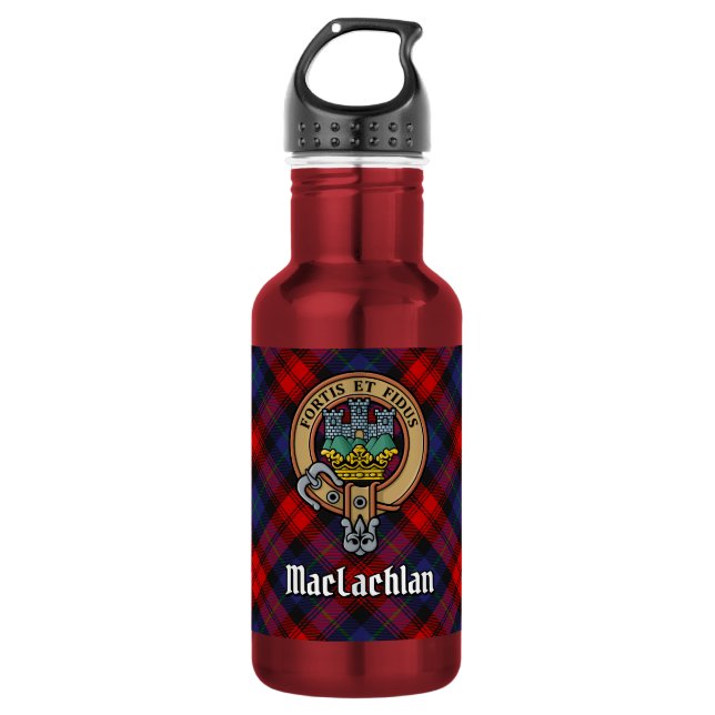 Garrafa Brasão do Clã MacLachlan sobre Tartan (Frente)